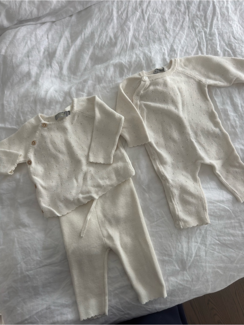 Cream Knit Baby Two-Piece Set - French brand